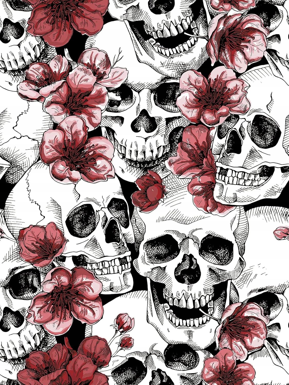 Tapeta Samolepicí Lebky Květiny Sugar Skull 44x600 cm Pvc
