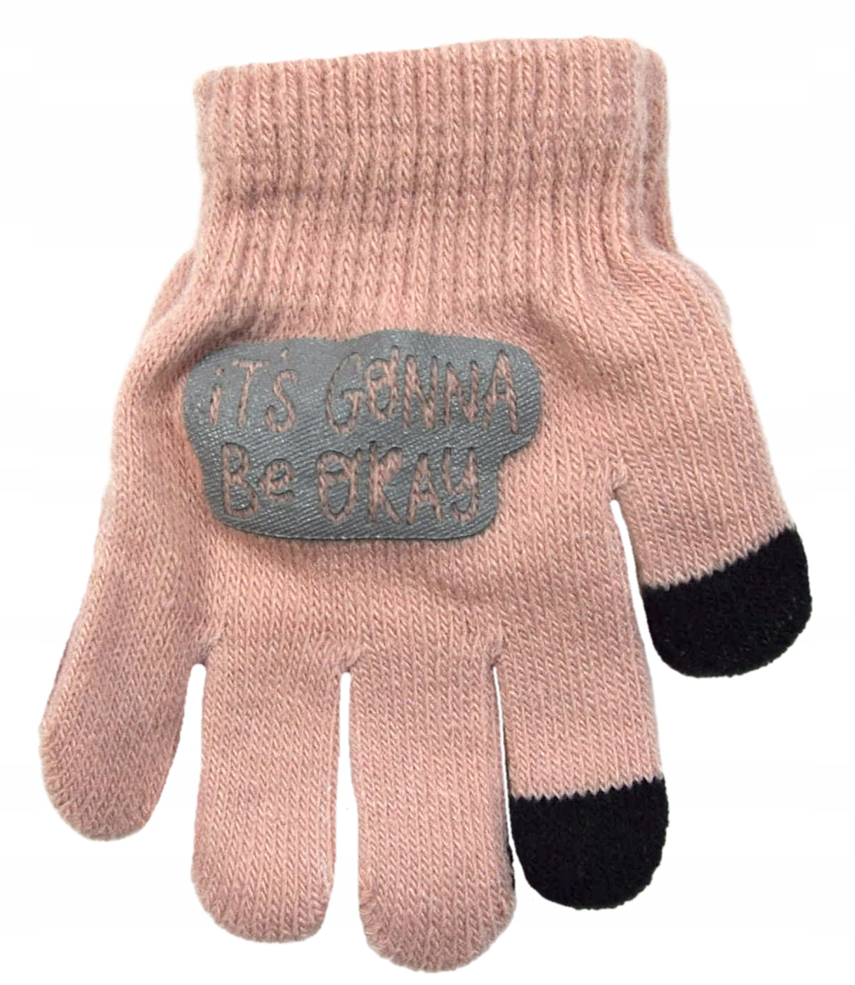 YO RĘKAWICZKI DZIECIĘCE NAPIS PUDROWY 14 CM