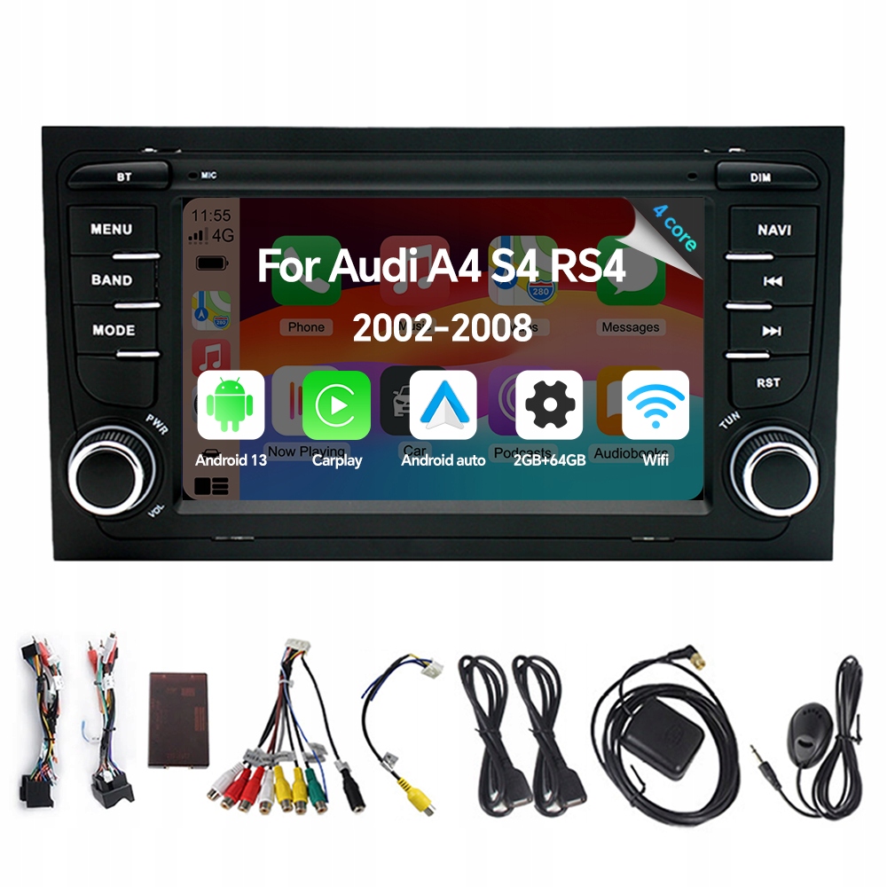 2DIN Android 13 autorádio pre Audi A4 S4 RS4 2002-2008 Carplay Gps