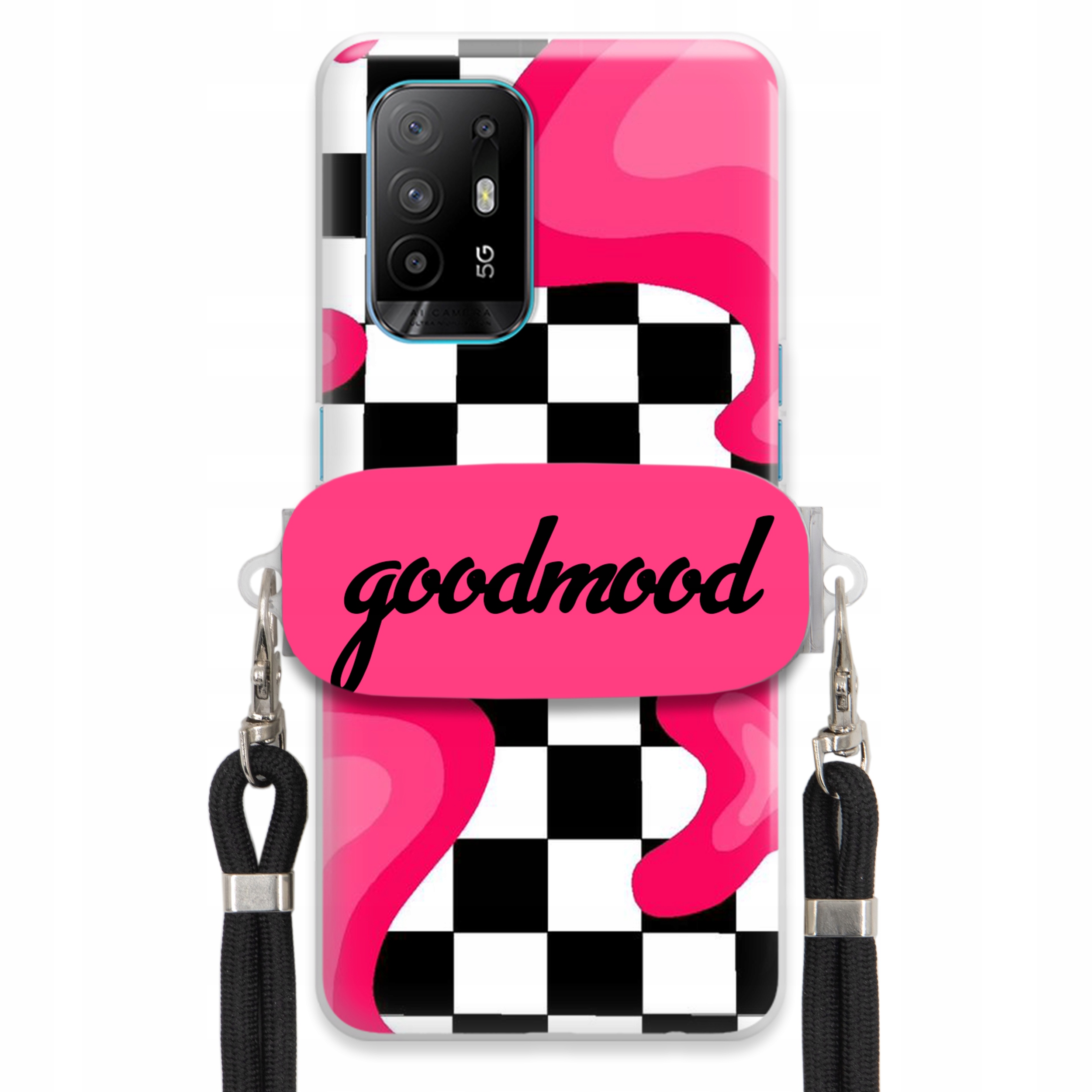 Puzdro Pre Oppo F19 Pro Plus 5 G Sada Case Držiak Vodítko Čierna Módne Splash