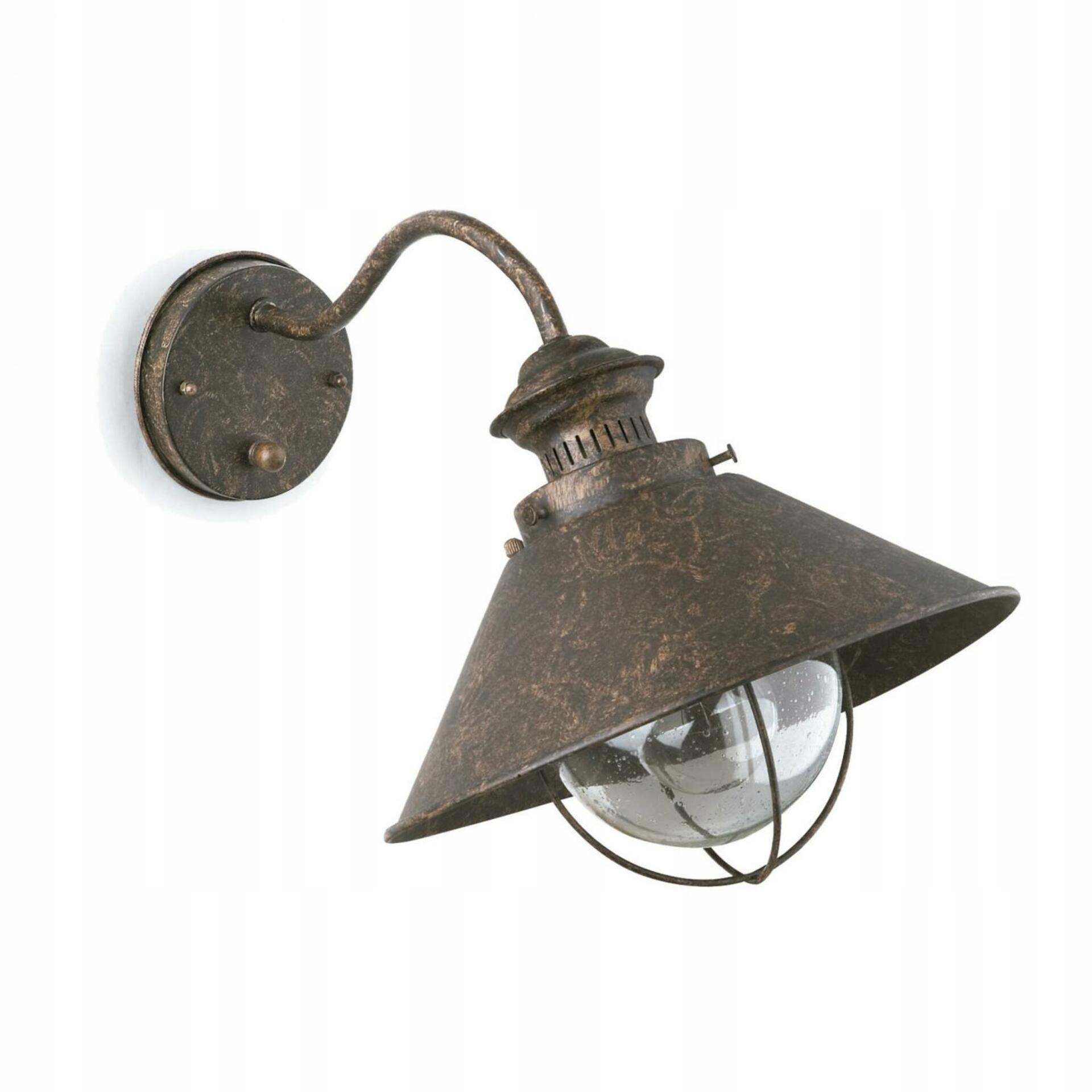 Industriálna nástenná lampa Faro Náutica, hrdzavá, E27, IP33, oceľ/sklo