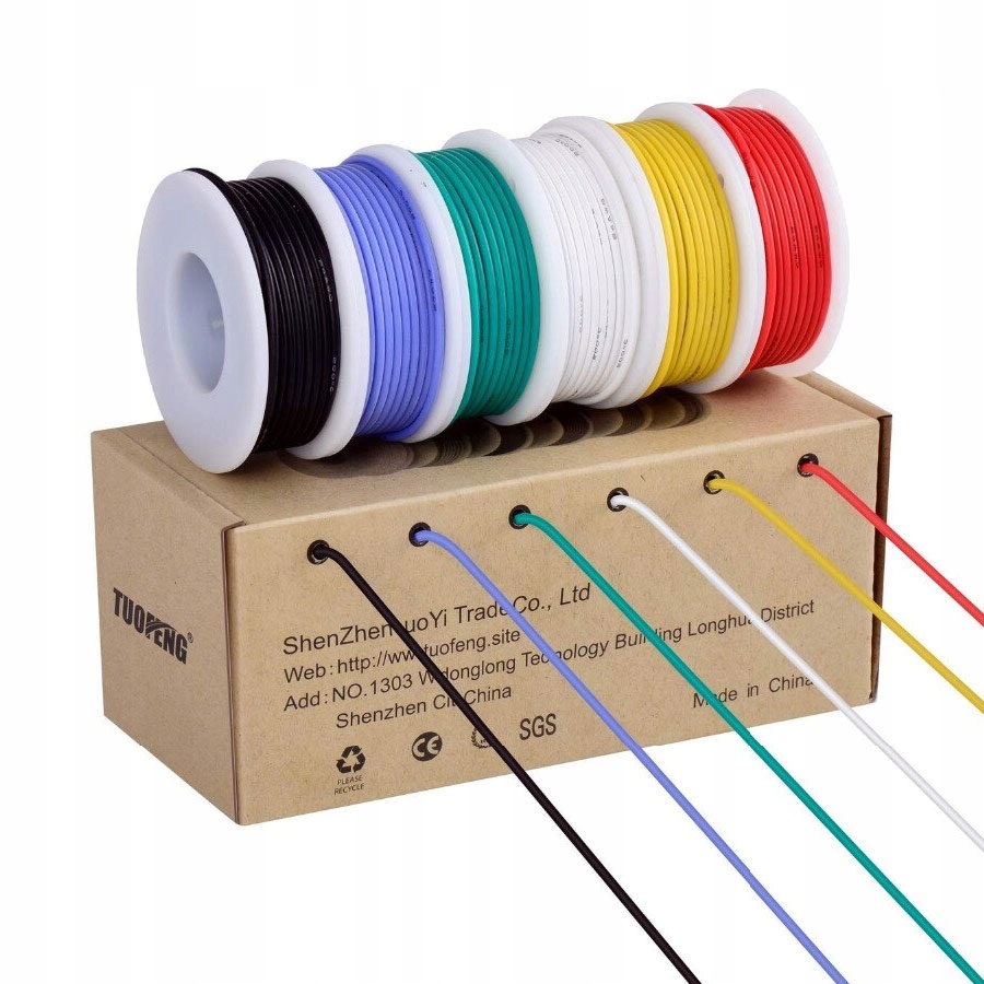 

Przewody silikonowe 26AWG zestaw 6 rolek x 4metry