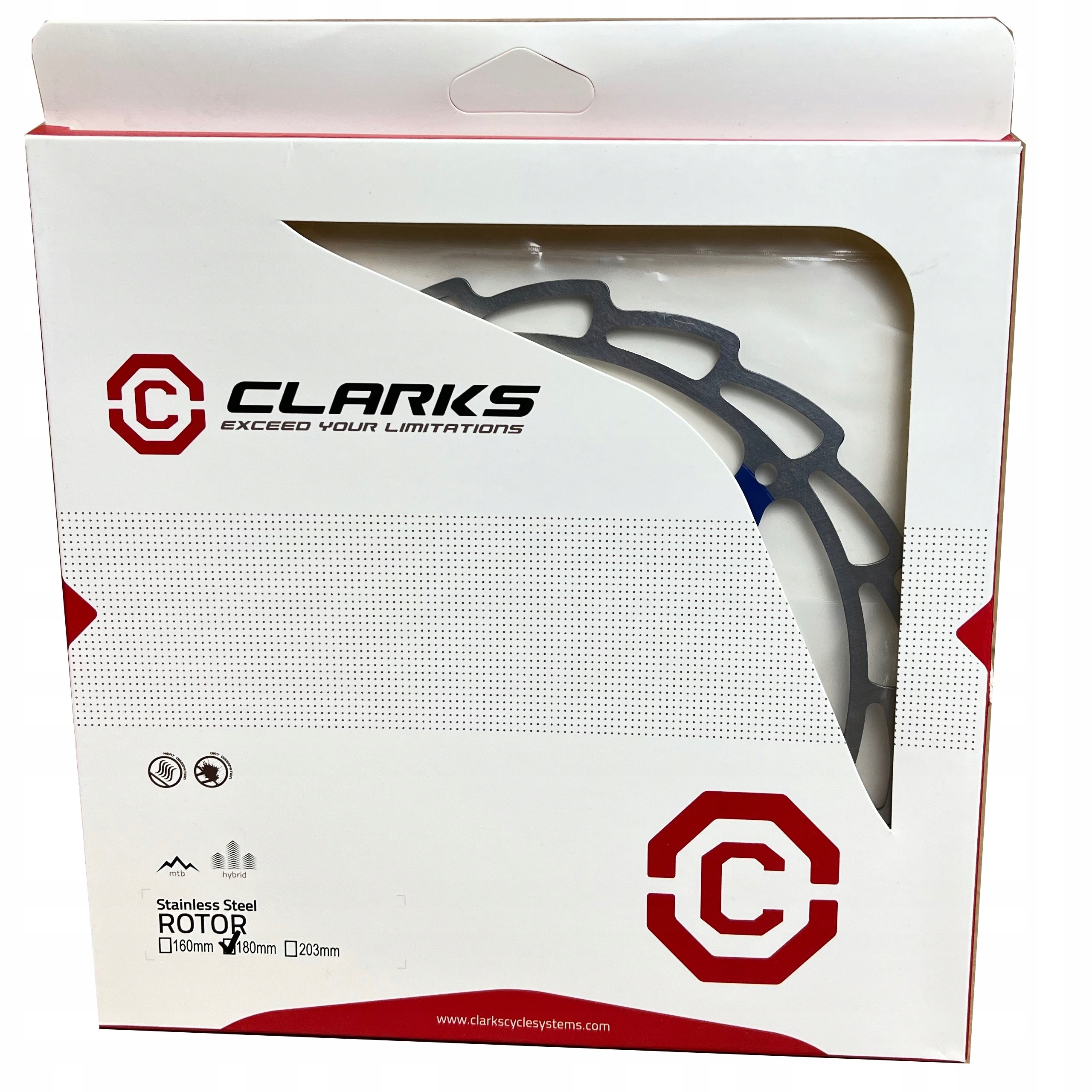 Rowerowa Tarcza Hamulcowa Niebieska 180mm CLARKS Śruby Niebieskie Stan opakowania oryginalne