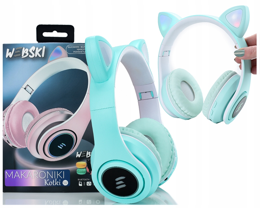 

Słuchawki Kocie Uszy Cat Ear Webski Bluetooth Led