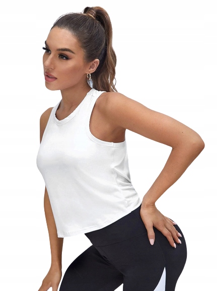 Shein Top Sportowy Biały Gładki Damski 38 VXD