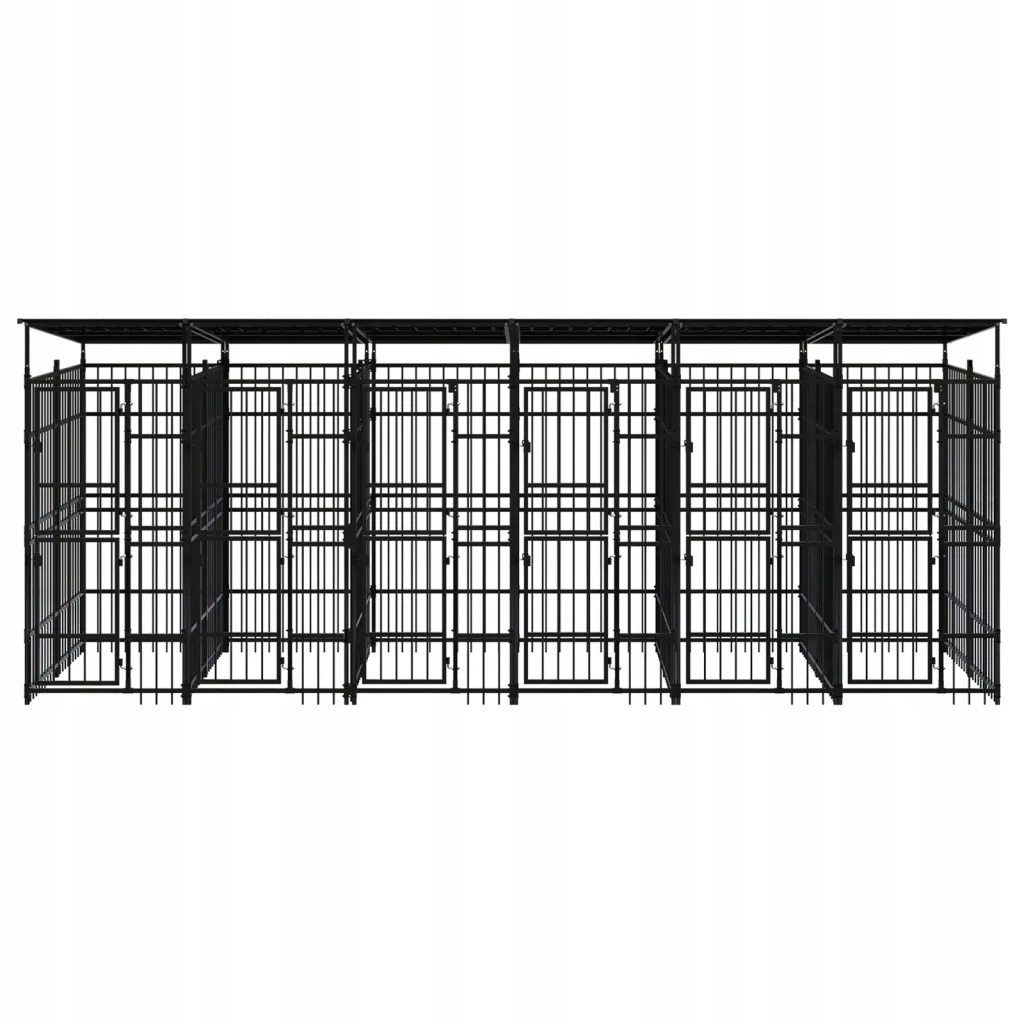 Levně vidaXL Kotec pro psy s krytem, ocelová, 11,06 m²