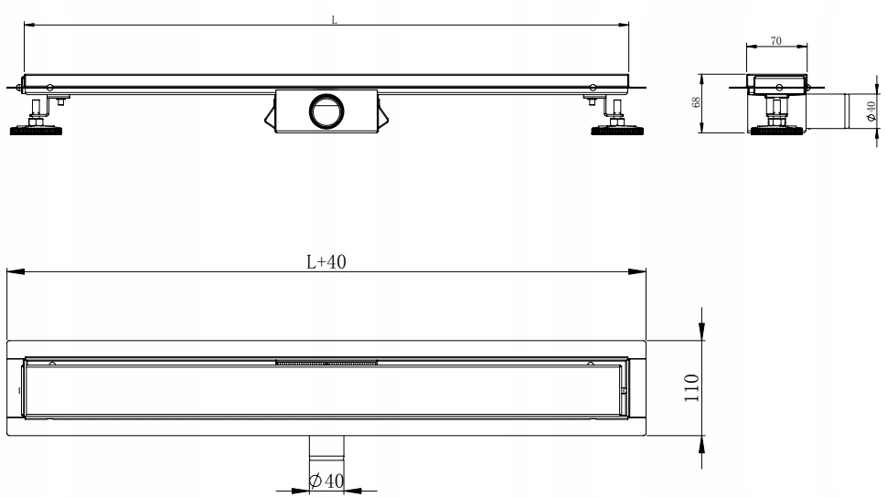 MEXEN FLAT M01 LINEAR DRAIN 100 CM LOW BLACK Kód výrobce 1720100-15