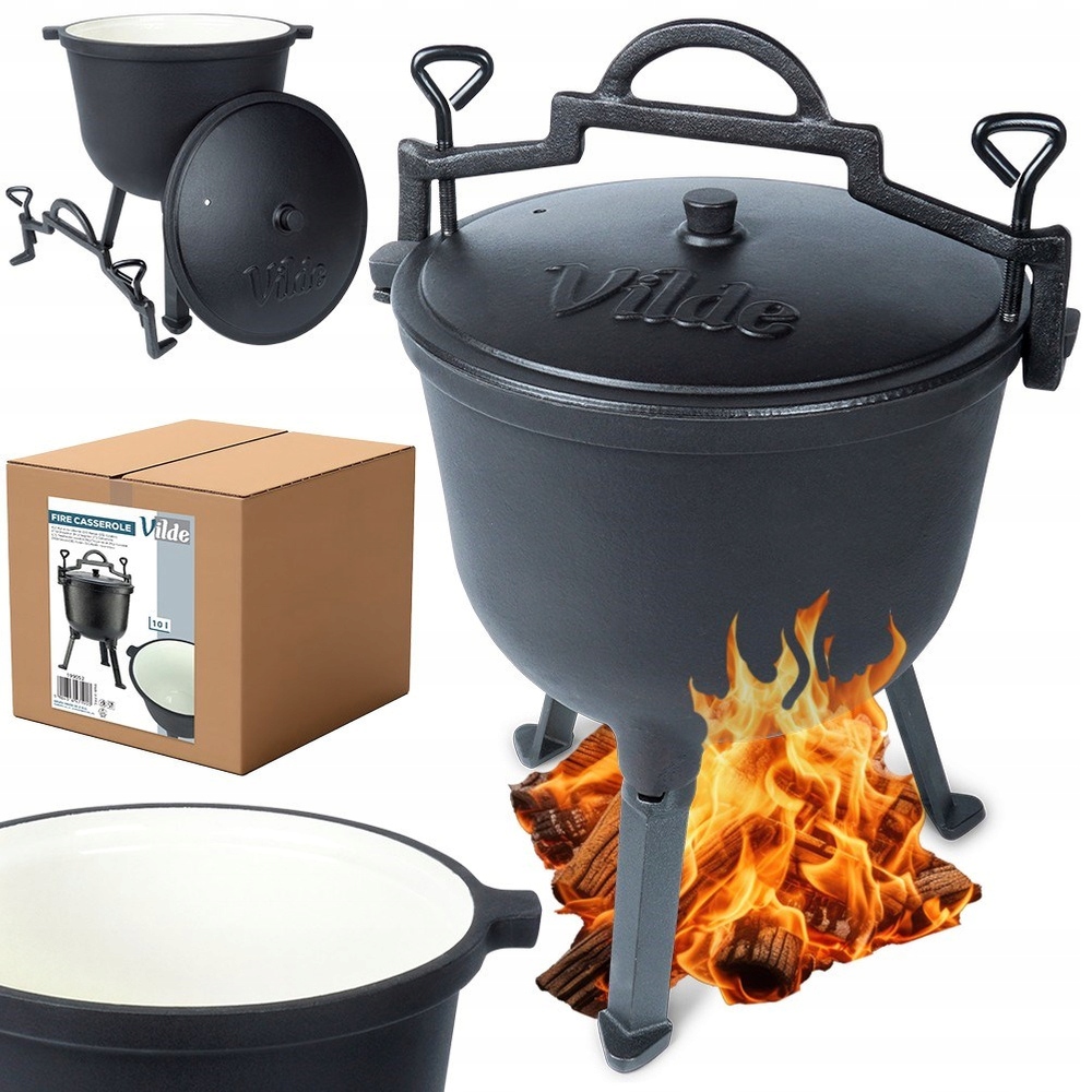 Kociołek Żeliwny Emaliowany garnek myśliwski węgierski pieczonki ognisko 10