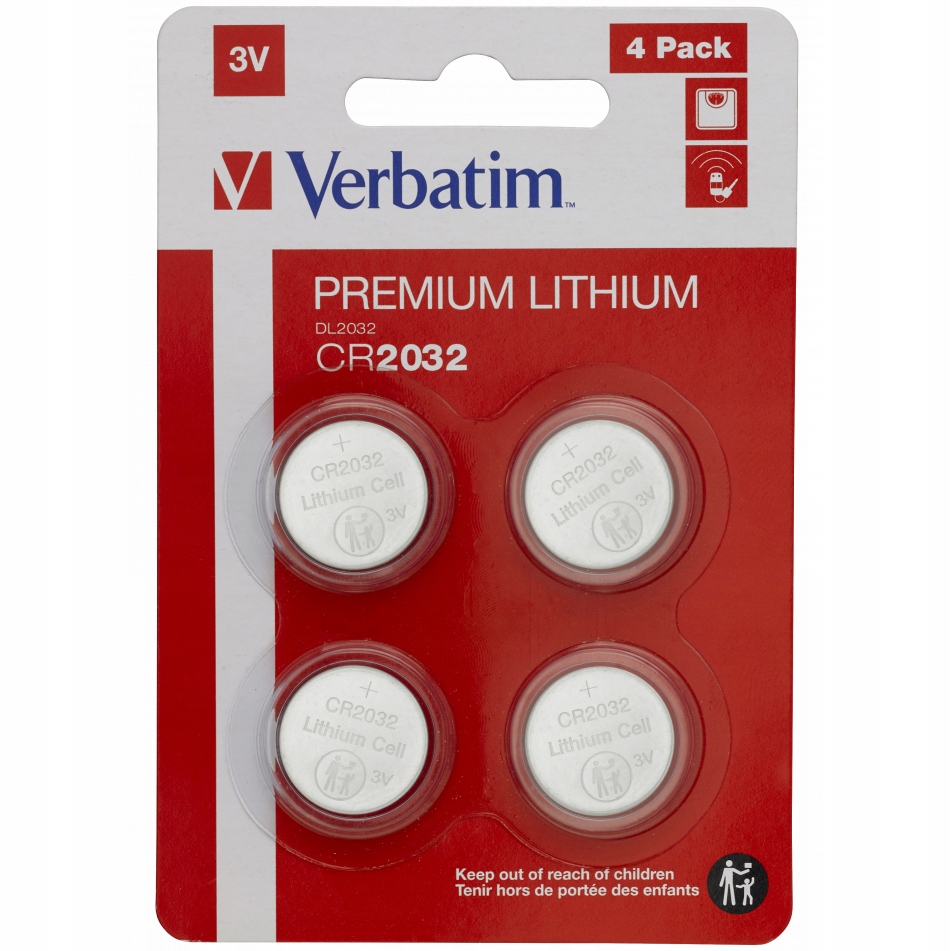 Bateria pastylka CR2032 3V VERBATIM Lithium 4pack