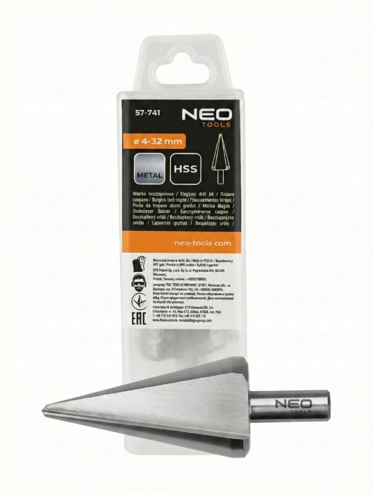 Vrták bezstupňový kuželový Hss do kovu, hliník, 4-32 mm, Neo