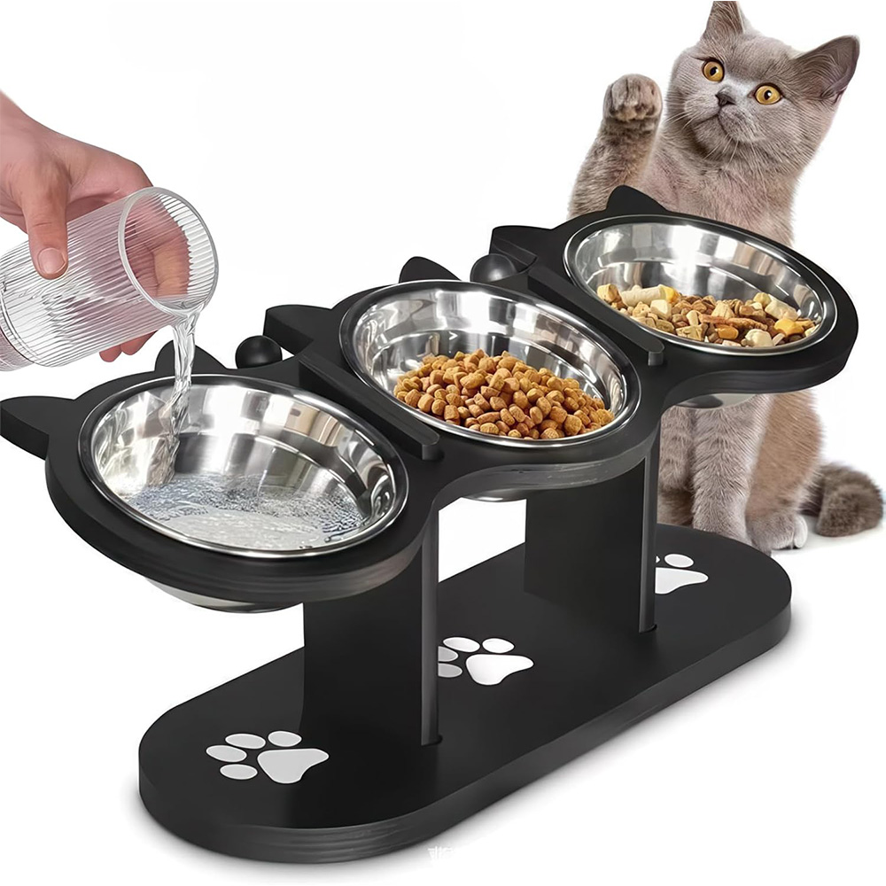 Levně Vyvýšená Krmná Stanice Pro Kočky, Miska Na Krmivo Z Nerezové Oceli