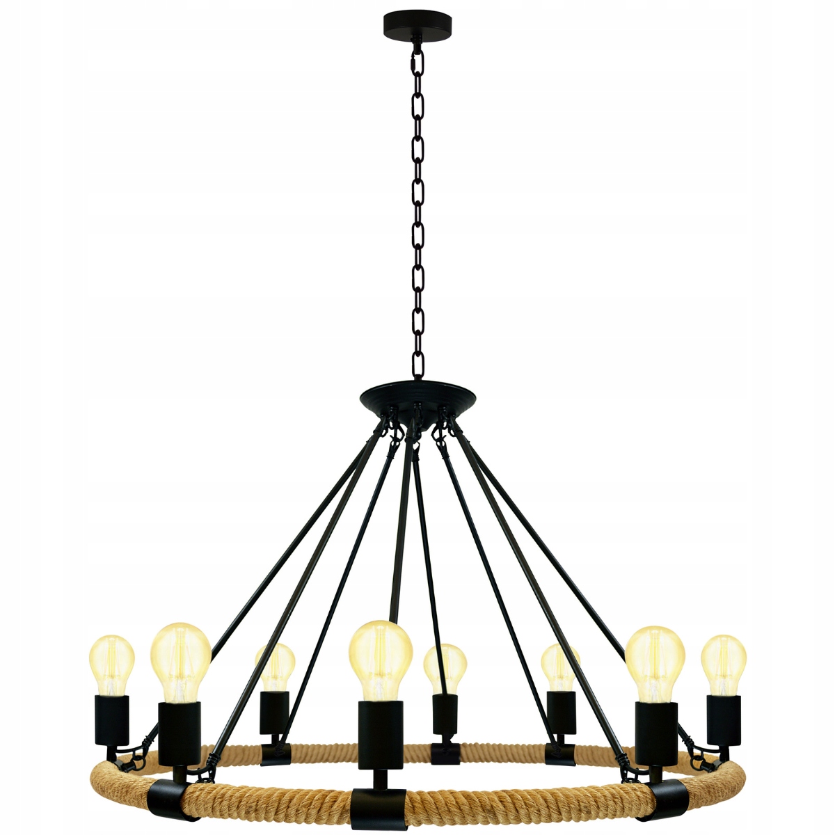 Závesná stropná lampa Boho Loft Industriálna šnúra Luster Okrúhly 8x E27