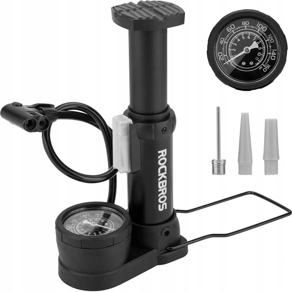 Pompka podłogowa z manometrem, Rockbros, 100 Psi, przenośna pompka rowerowa