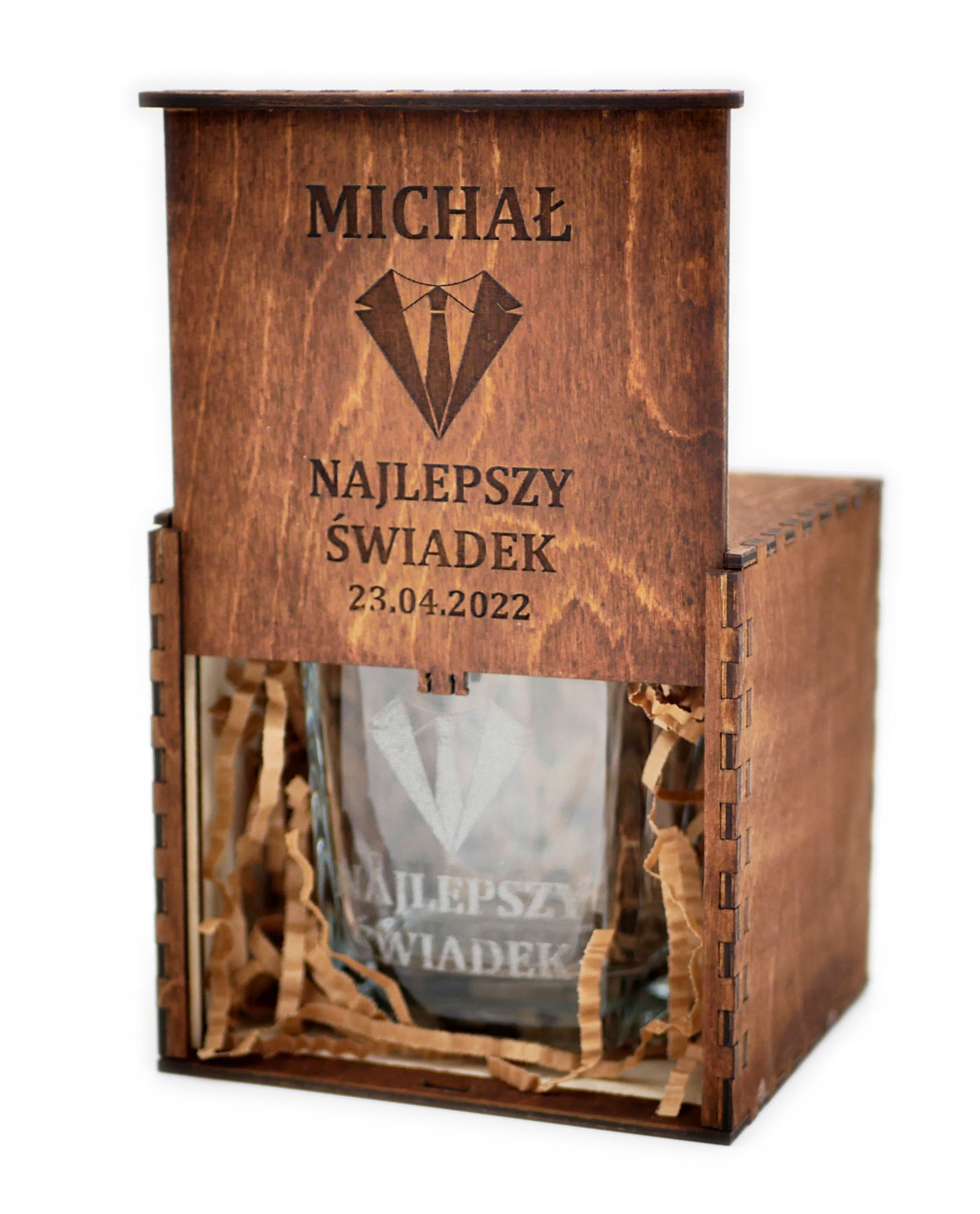 

Dla Świadka Świadkowej Szklanka Grawer+box