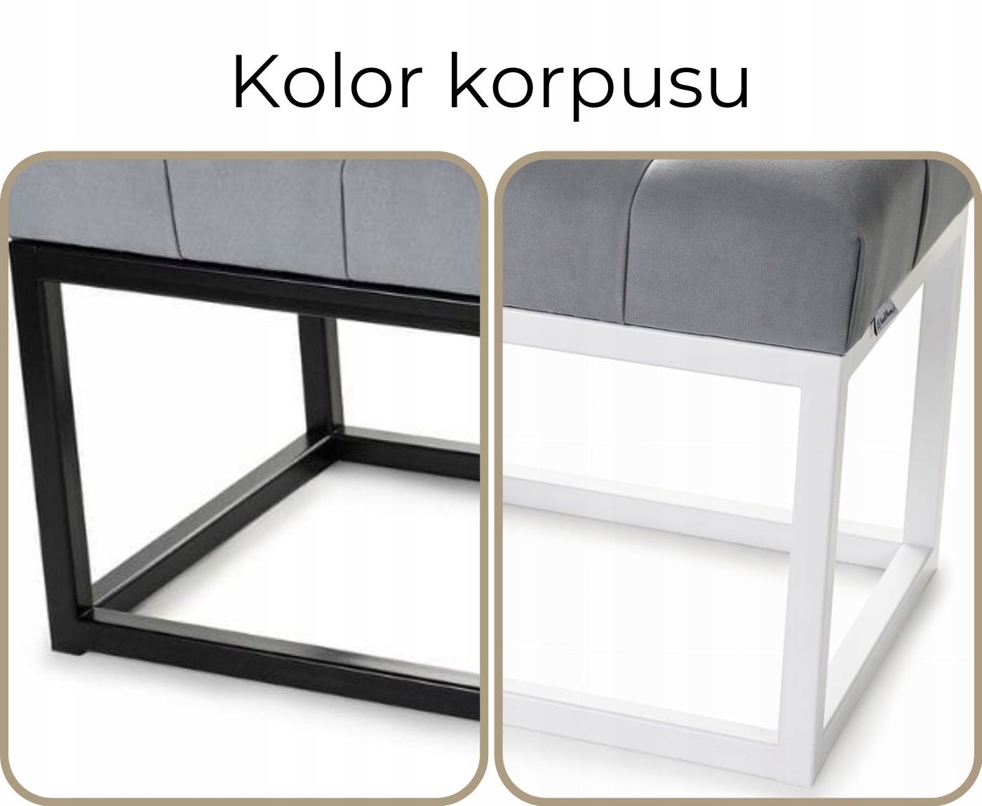 Ławka Industrialna Pikowana Przedpokój loft 45 cm Kolor korpusu czarny