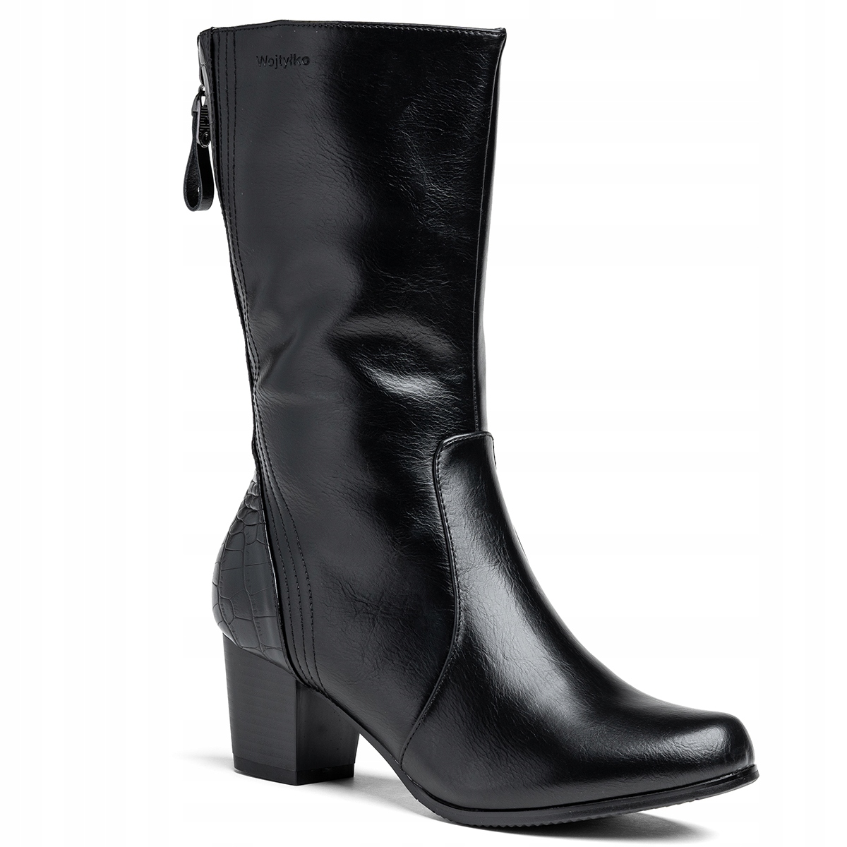 Dámské kozačky s hadím motivem Zateplená vlna, boční zip Wojtyłko 36
