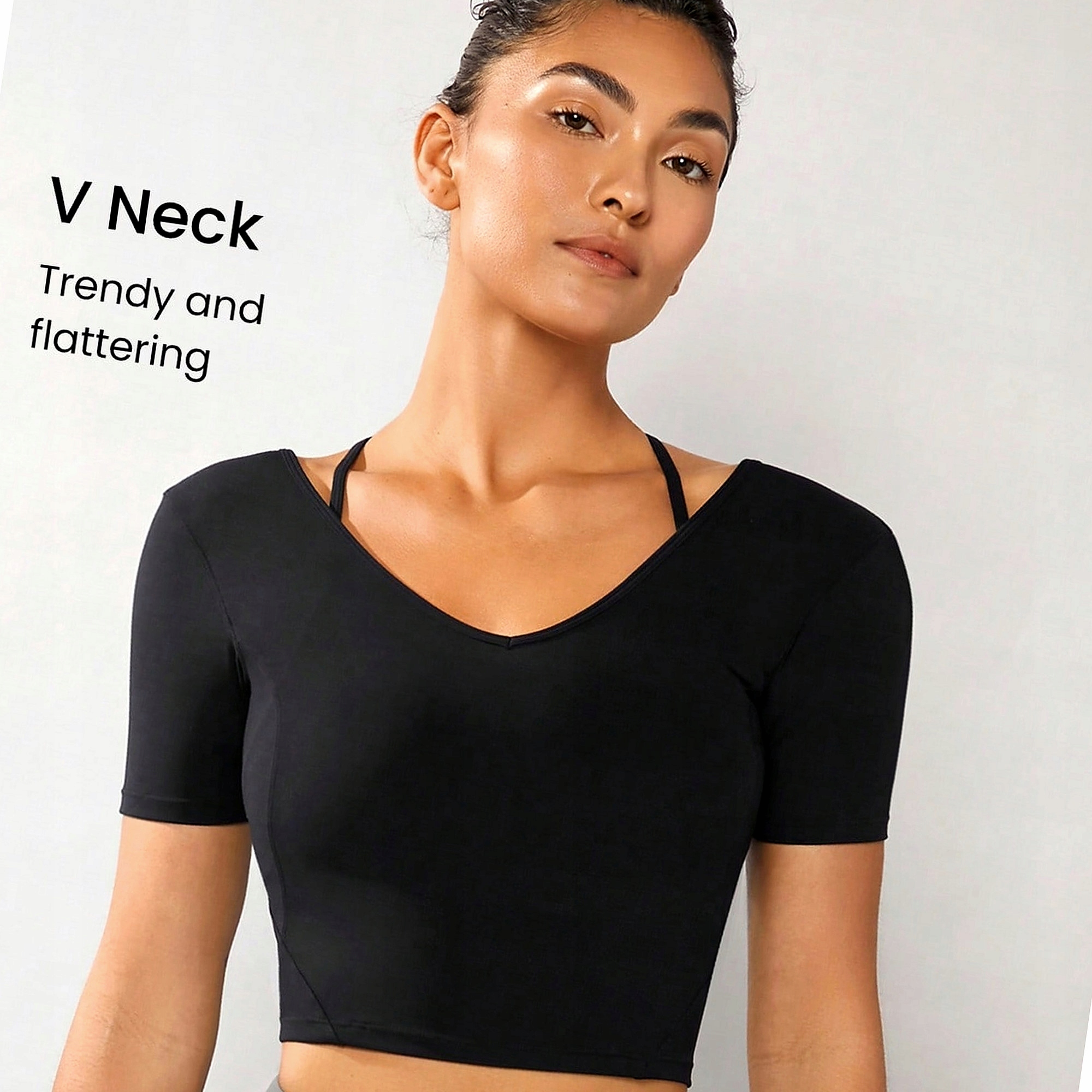 Top Aktywny Crop Treningowy Tactel Dopasowany Czarny Damski XXL 44