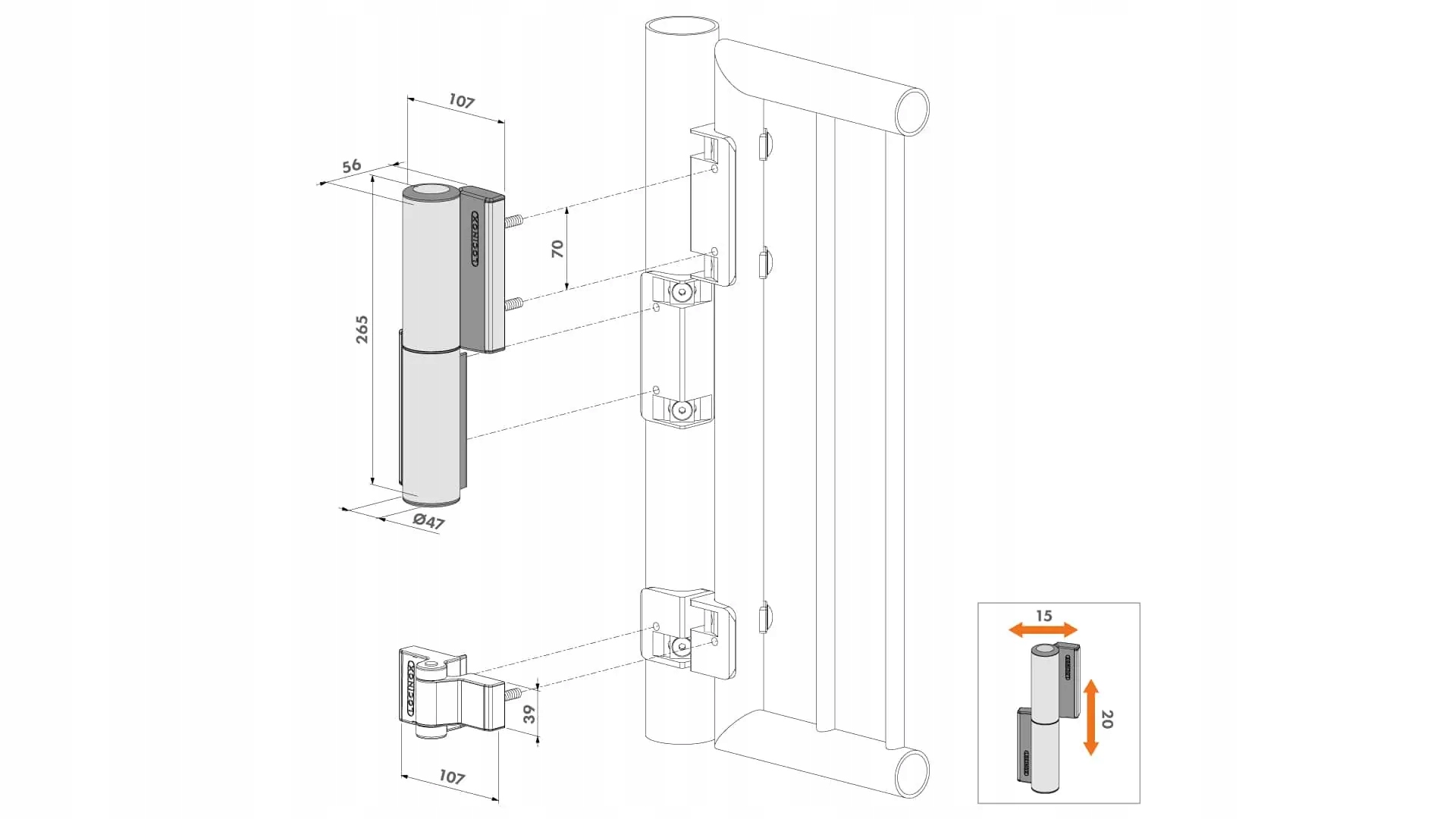 Furtka Zawias hydrauliczny Samozamykacz TIGER Kod producenta LX.TIGER