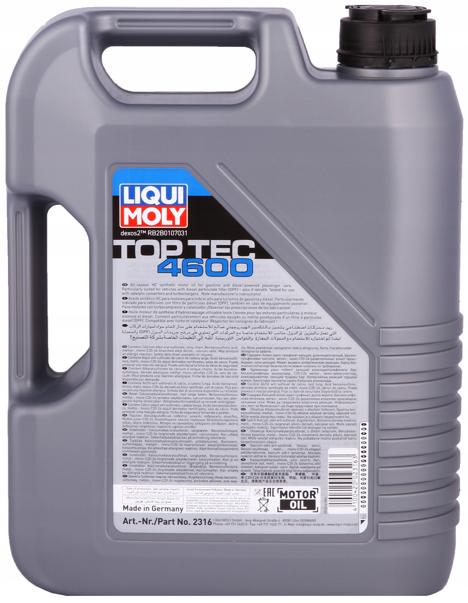 Aceite de motor Liqui Moly TOP TEC 4600 C2/C3 5w30 5L (2316)