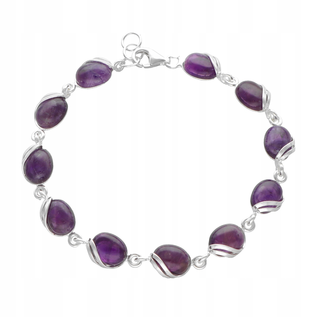 Náramek s oválným ametystem stříbro