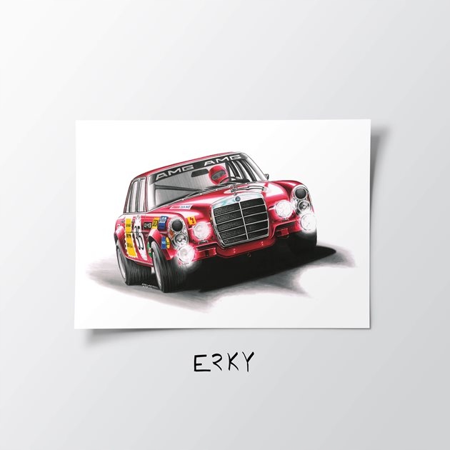 Plakat Mercedes Benz 300 SEL 6.8 AMG 70x100cm obrazek do garażu samochód Stan opakowania oryginalne