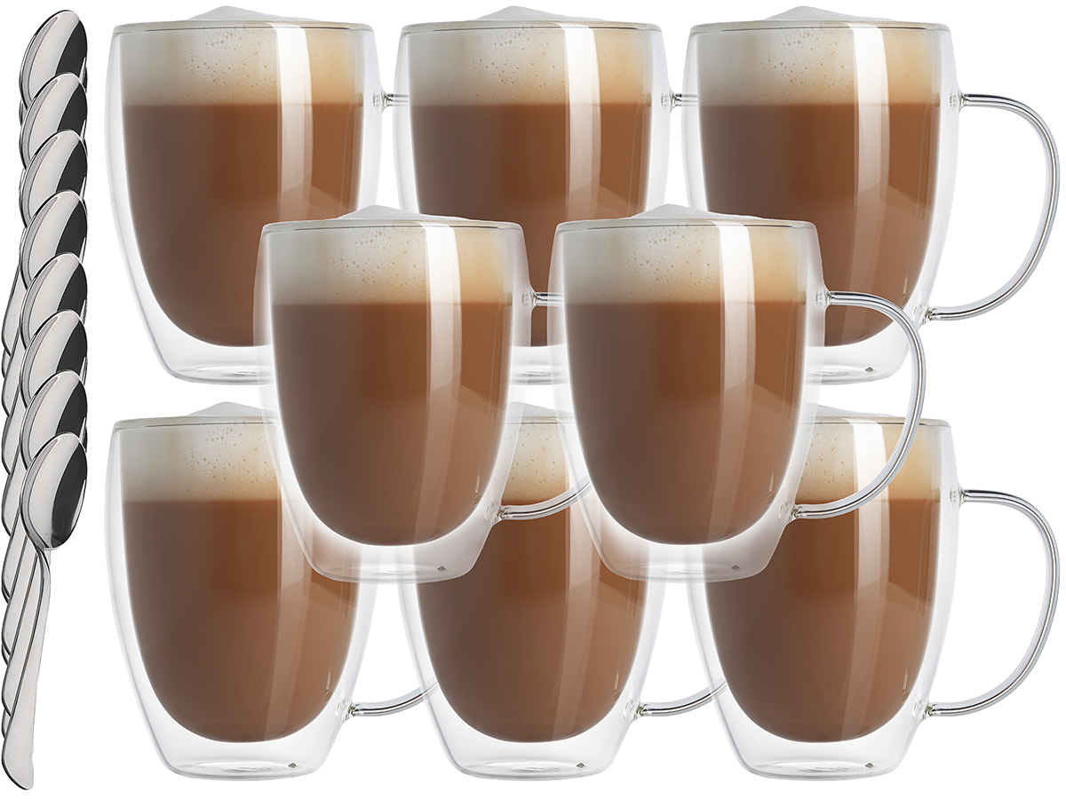 

8 Szklanek Termicznych Kawa Herbata 350ml Łyżeczki