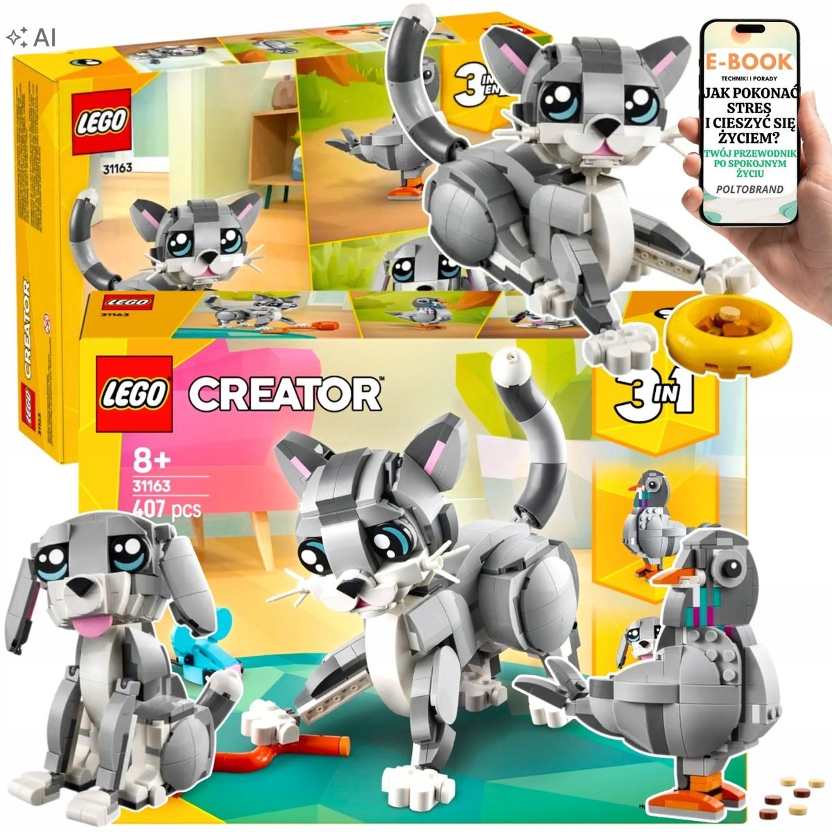 Lego Zwierzęta Creator 3w1 Kot Pies Gołąb Dla Dziecka EBOOK-1