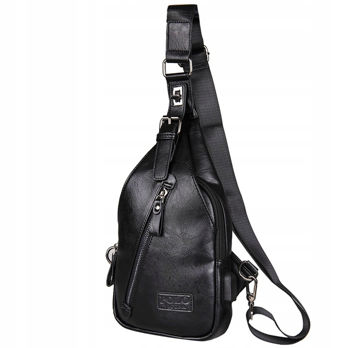 2w1 PLECAK MĘSKI MAŁY TORBA NA RAMIĘ LISTONOSZKA SKÓRA CZARNA