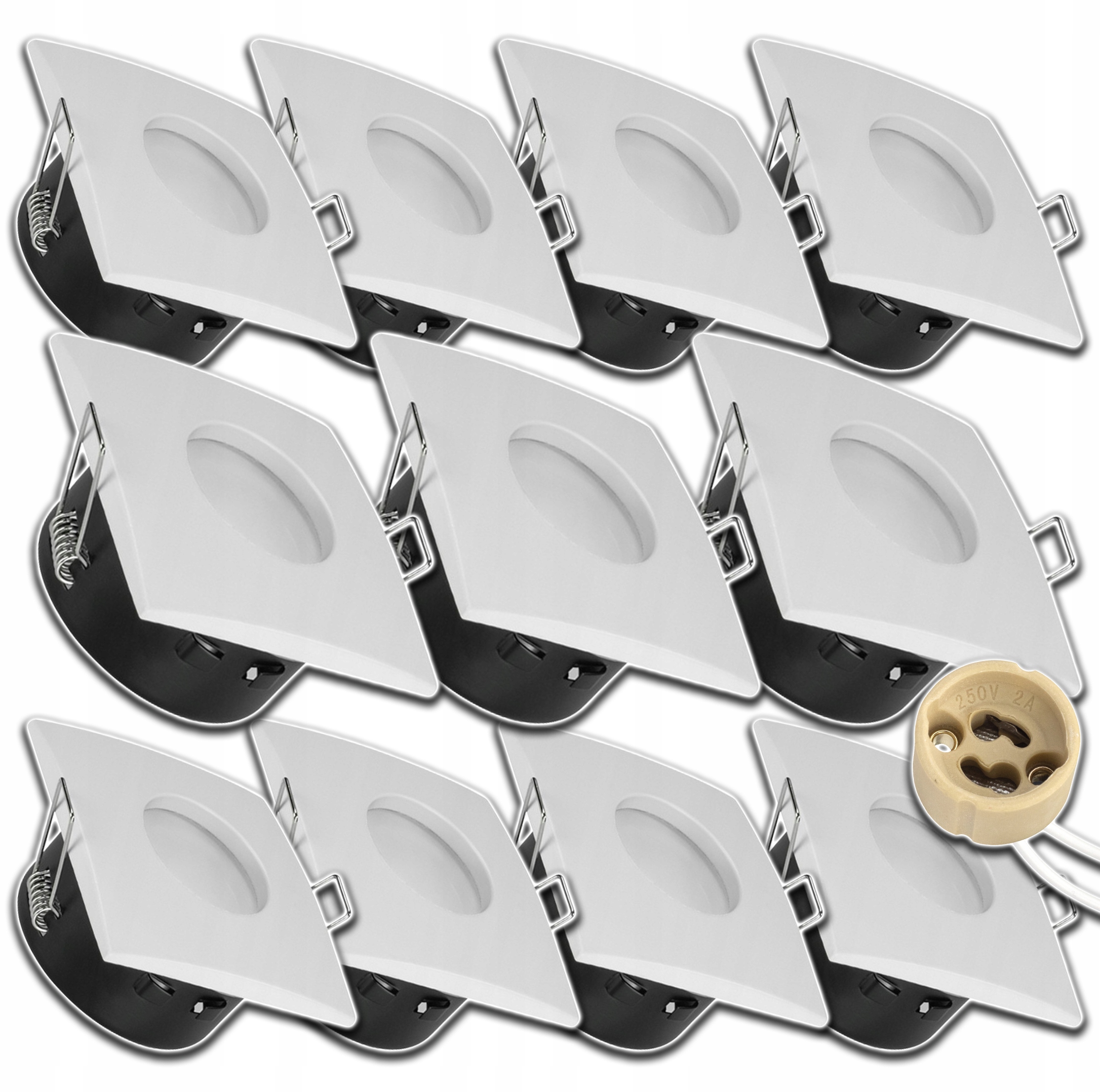 11xHERMETICKÉ Svítidlo Halogen Čtverec Vodotěsné Zásuvka GU10