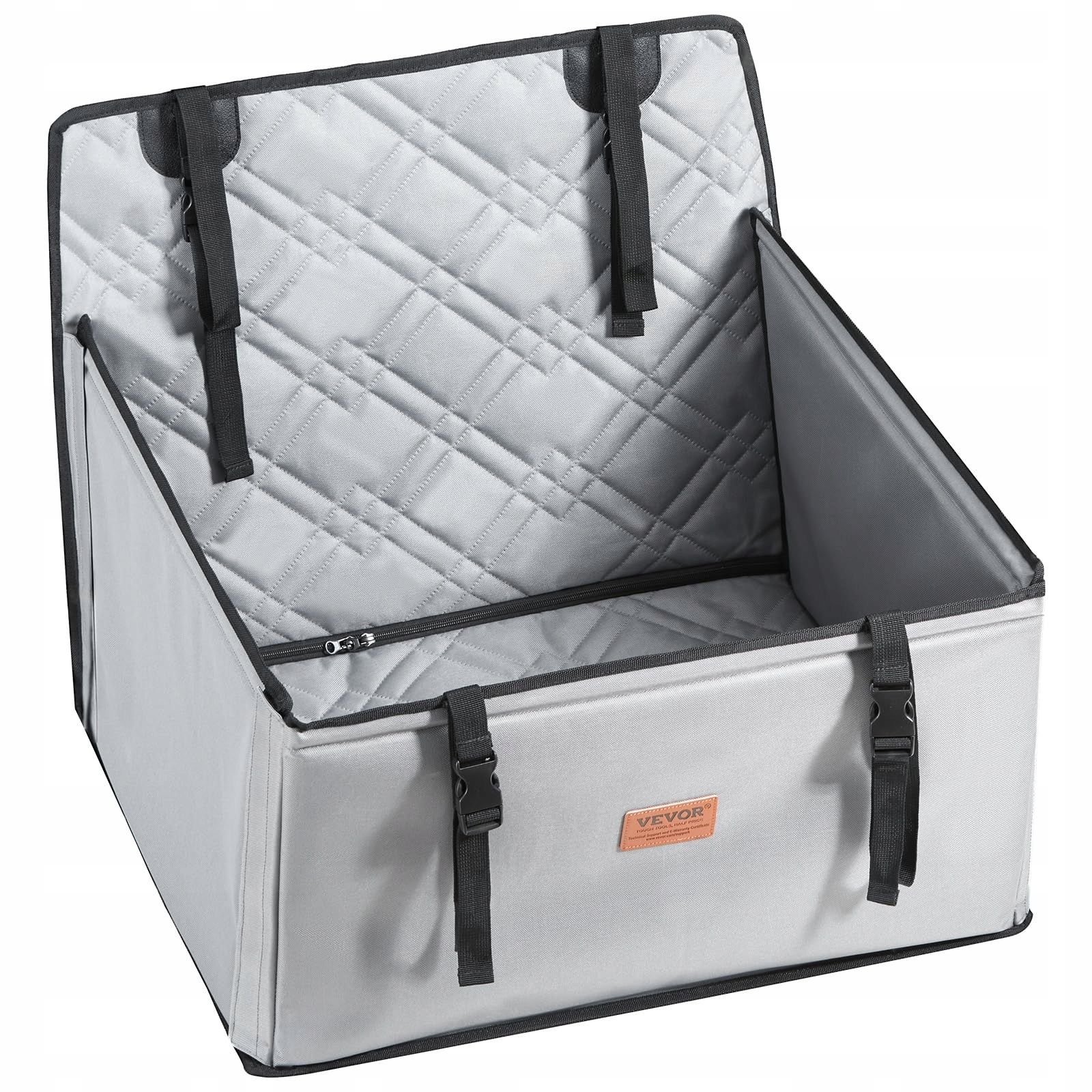 Vevor Autosedačka pro psy šedá do 18 kg s bezpečností