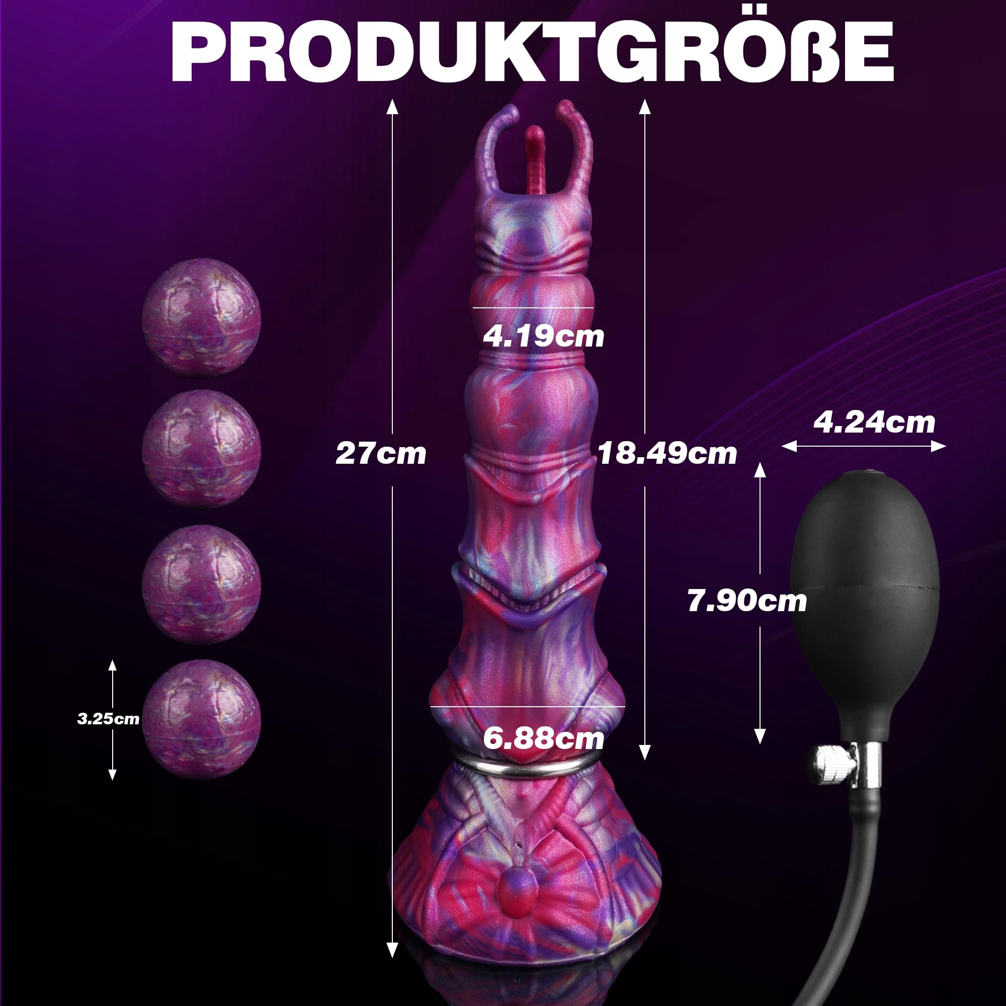 MONSTER Dildo XXL Ovipositor Fantasy Anal Plug Smok Wibrator 27cm — miniatura 4