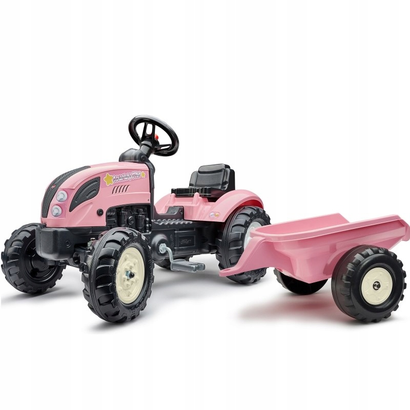 Falk Traktor Country Star Różowy na Pedały Przyczepka i Klakson od 2 Lat.