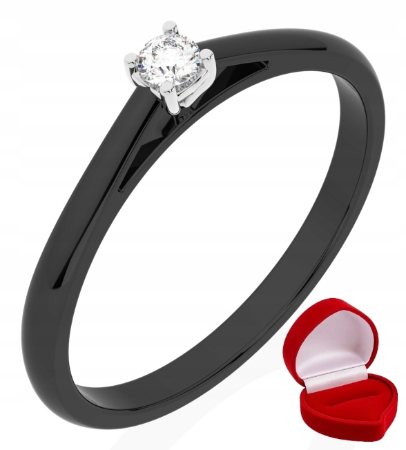 Prstýnek, černé zlato, diamant lab. 0,06 ct R16