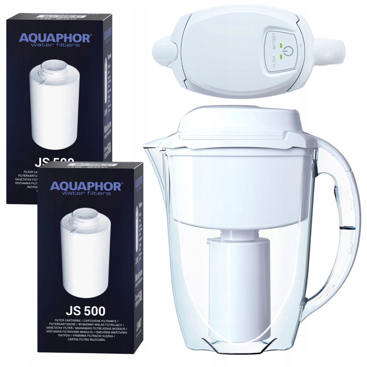 Dzbanek filtrujący J.shmidt 500, biały Aquaphor 2 wkłady w zestawie