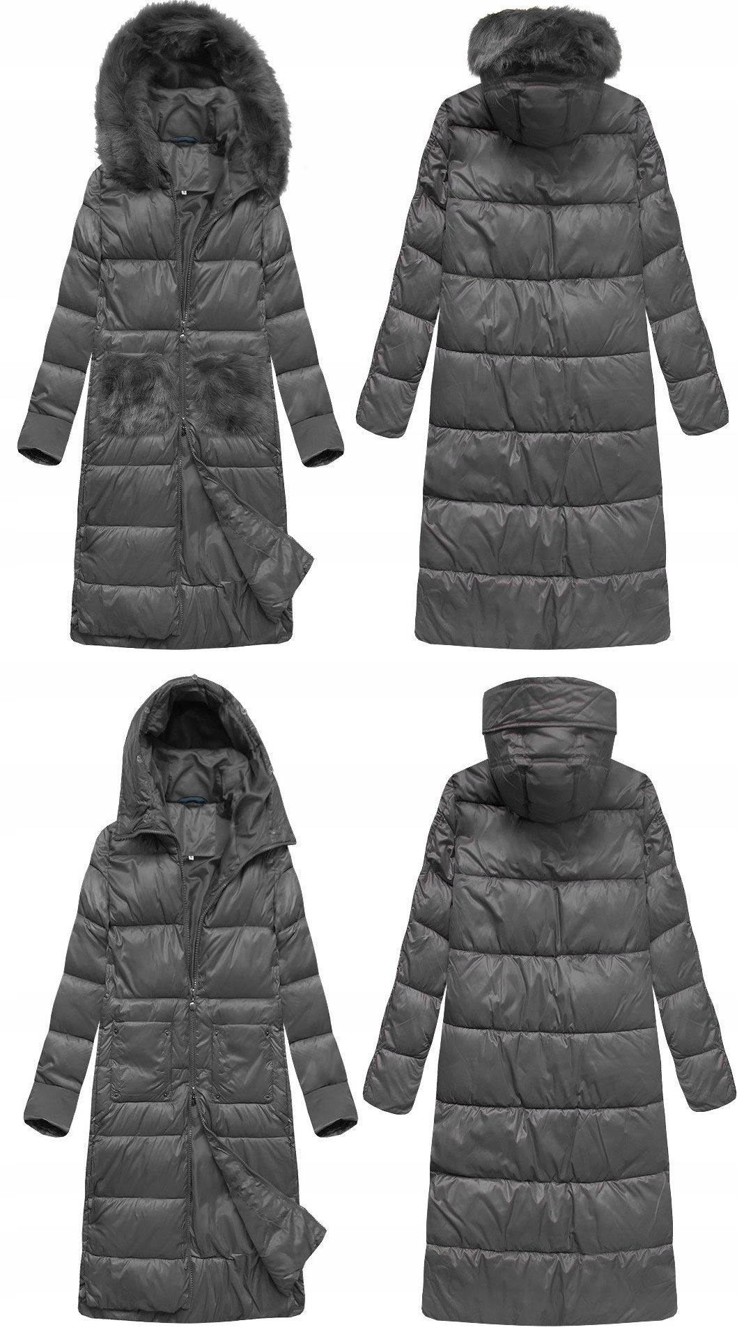 

Kurtka Płaszcz Długa Zimowa Parka Kaptur Futro S