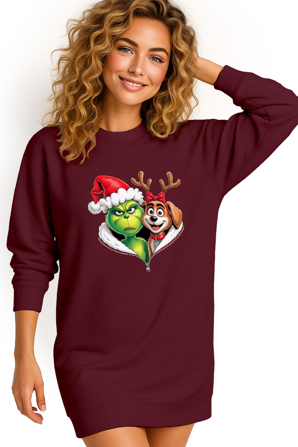 Mikina Vánoční Oversize Šaty Grinch Sob Dárek K Svátku M