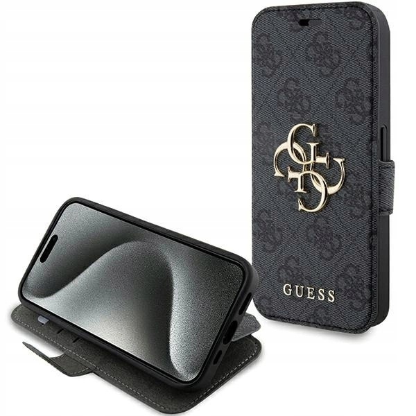 Pouzdro Guess 4G Metal Logo pro iPhone 15 Pro šedé