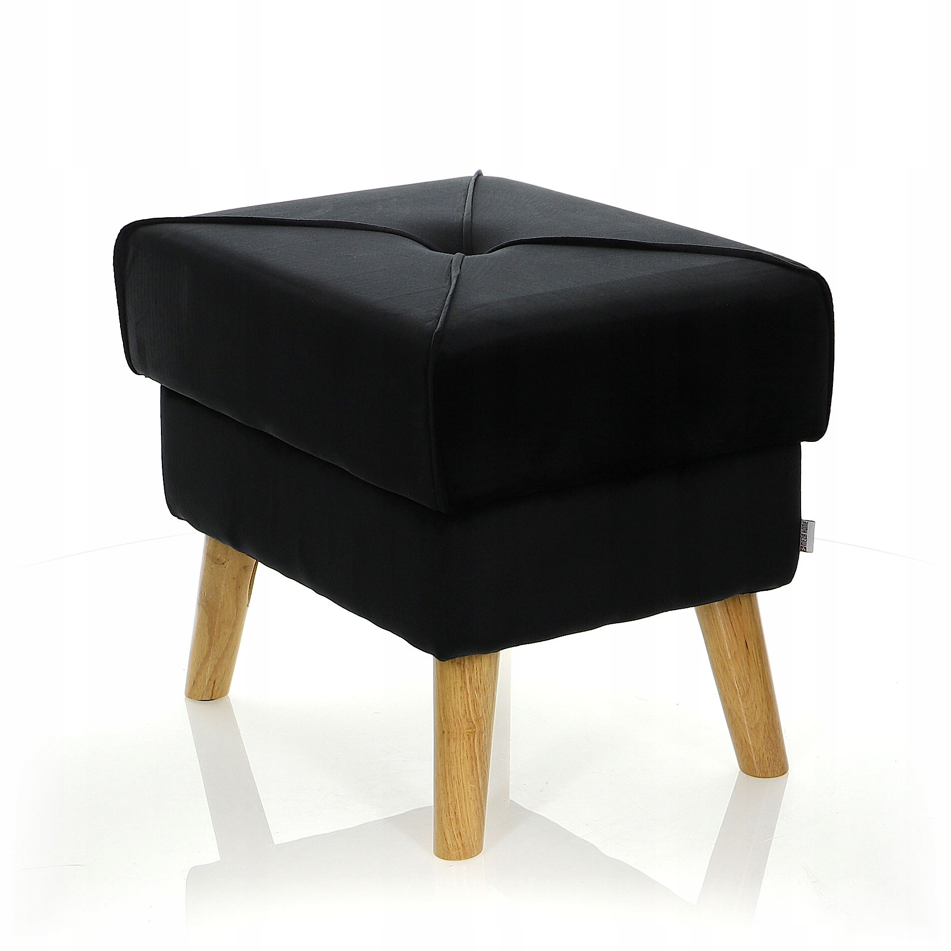 Pufa Welurowa Drewno Czarna Welur OTWIERANA 38cm Głębokość mebla 33.5 cm