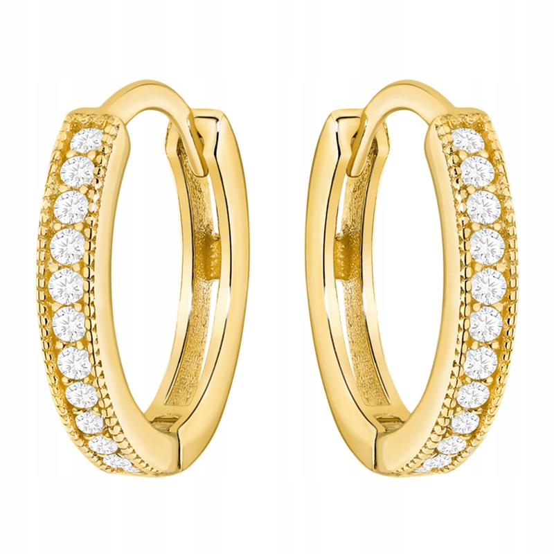 Zlaté Náušnice 585 Čárky Kolečka Zirkon 14k