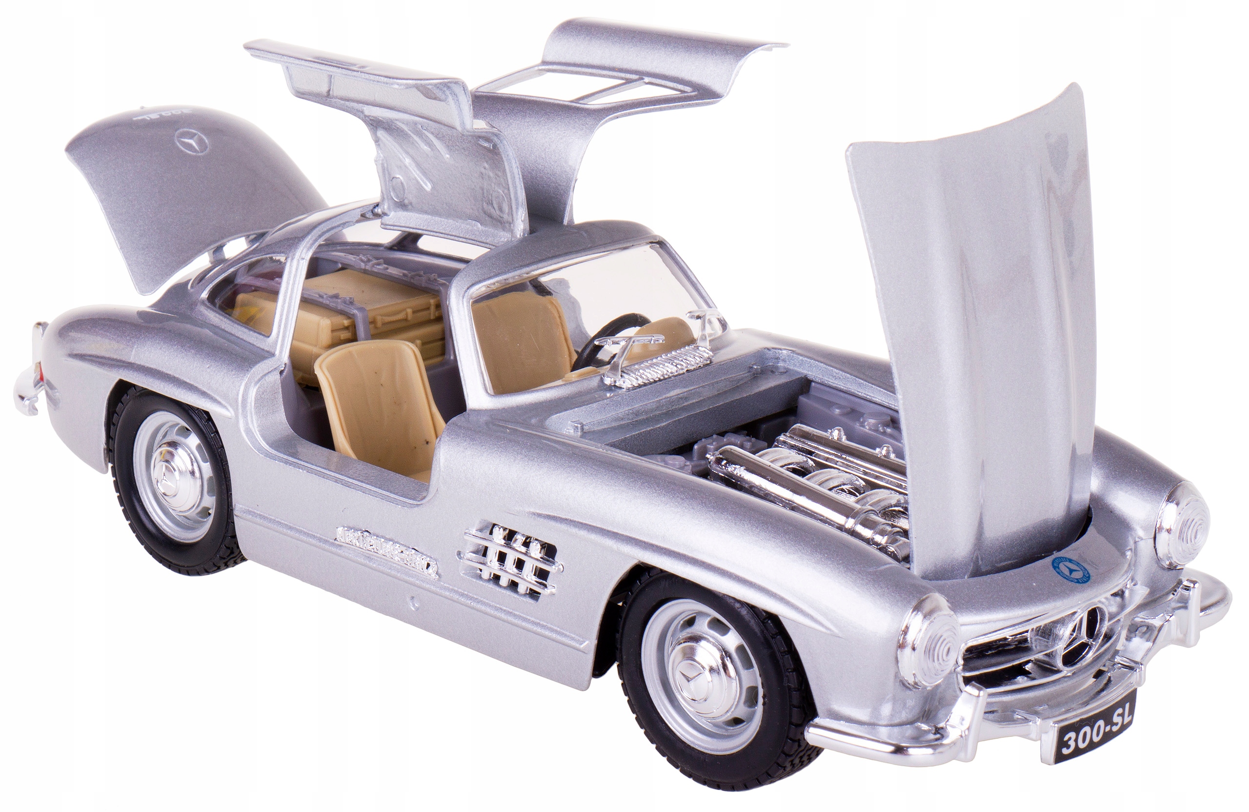 Mercedes-benz 300SL Model Kov Bburago 1:24 Stříbrný