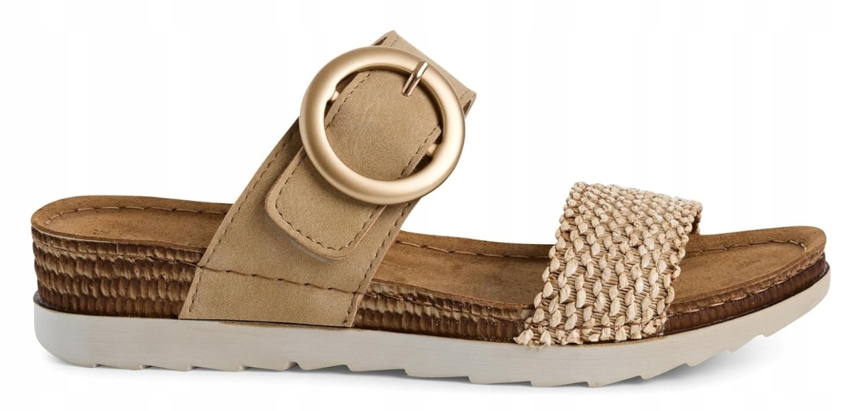 Marco Tozzi béžové dámské nazouváky na platformě s podpatkem, velikost 38