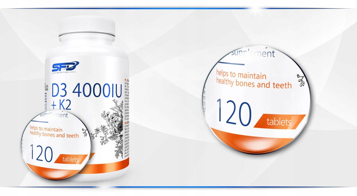 SFD WITAMINA D3 4000 + K2 MK-7 120TAB ODPORNOŚĆ ZMĘCZENIE KÓŚCI ZĘBY STAWY Postać tabletki