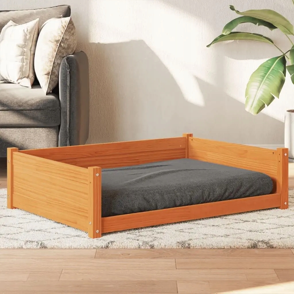 Levně Greatstore pelíšek pro psa vosk hnědé 105,5x75,5x28 cm masivní dřevo borovice