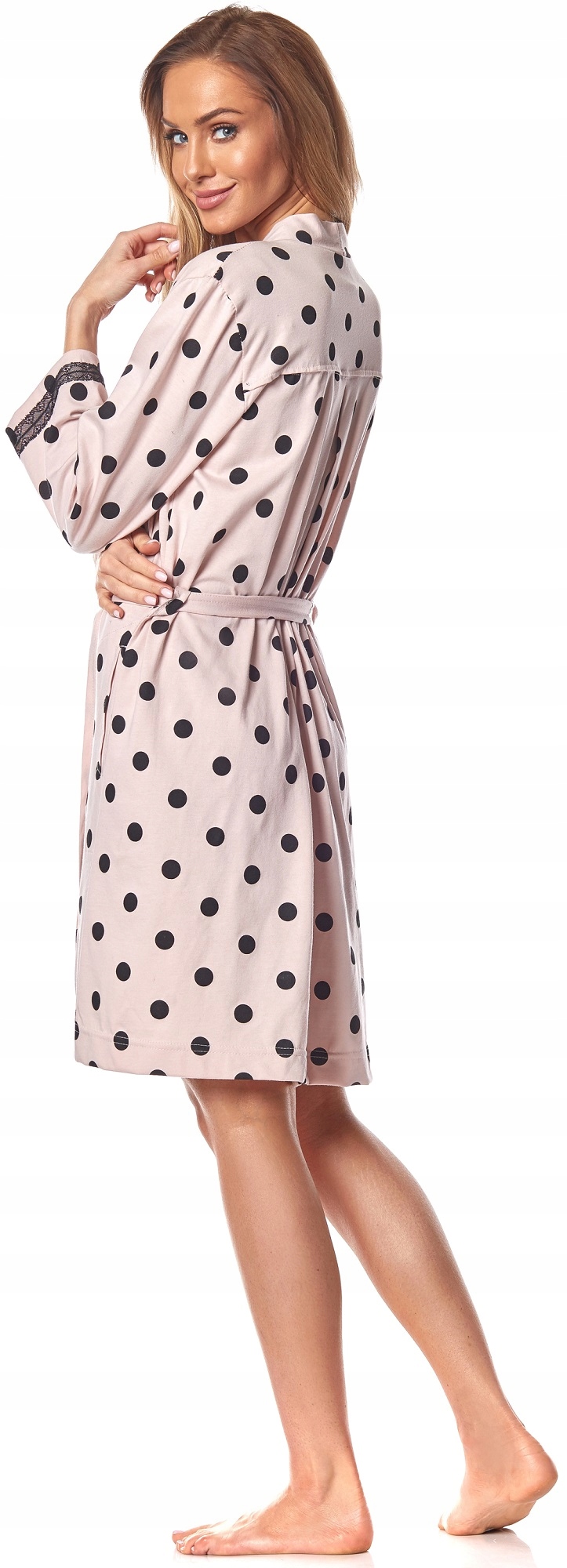 BAWEŁNIANY SZALOWY SZLAFROK DAMSKI PODOMKA M Rękaw długi rękaw