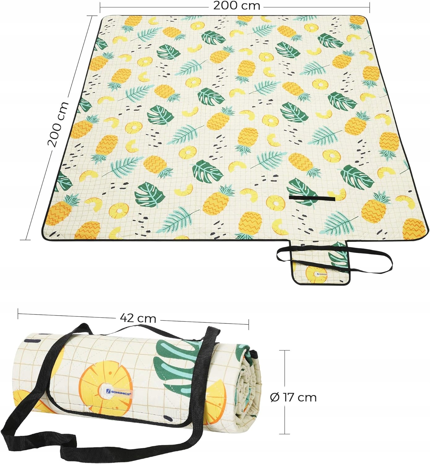 DUŻY KOC PIKNIKOWY 200x200 cm WODOODPORNY MATA PLAŻOWA PIKNIKOWA GRILL PARK Marka inna marka