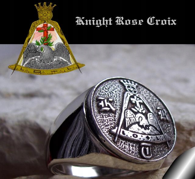 SYGNET RÓŻA KRZYŻ PIERŚCIEŃ SREBRO STAL CYRKIEL SYMBOL TEMPLARIUSZE HERB Marka Inna marka