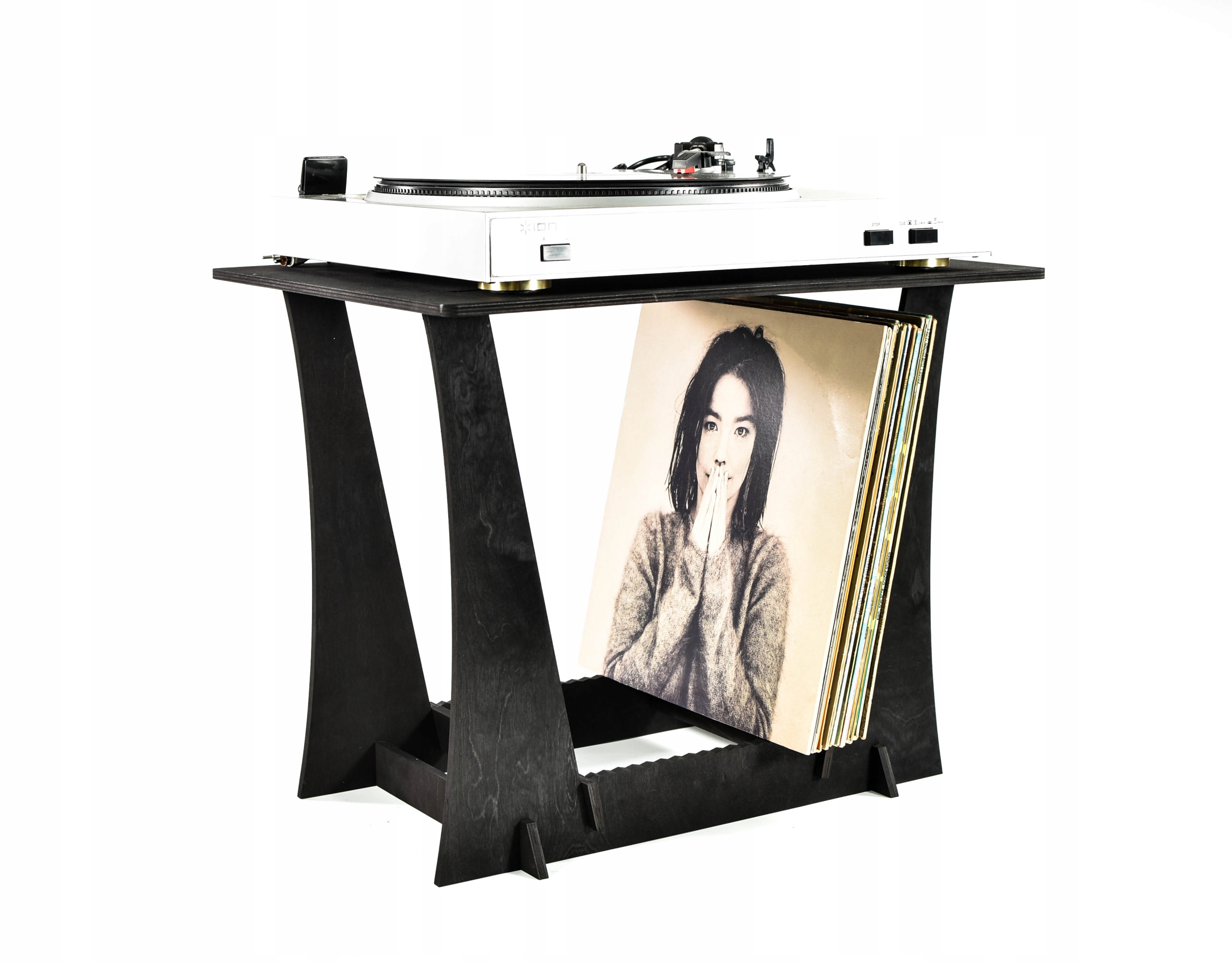 Stojan gramofon vinylové desky pořadač regál stolek skříňka organizér