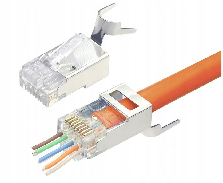Wtyki RJ45 Przelotowe Ekranowane Złącze Sieciowe Lan Kat 6A 7 10 sztuk