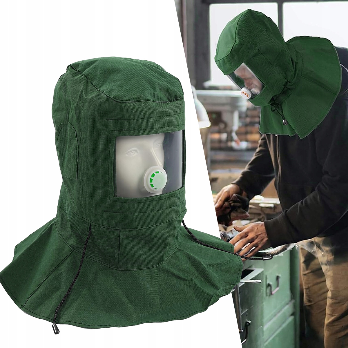 PROFESJONALNA MASKA OCHRONNA DO PIASKOWANIA PIASKARKI HEŁM PROFESJONALNA