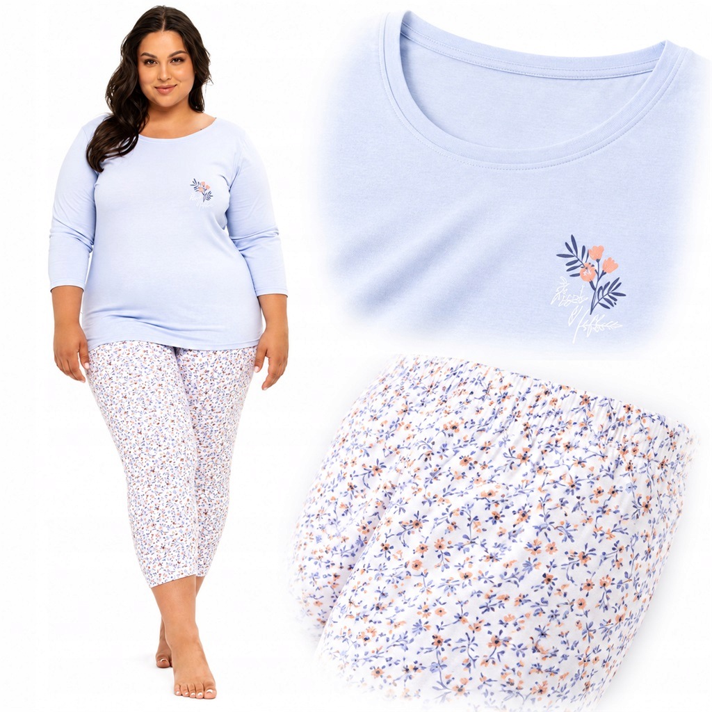 Dámské pyžamo Taro Ariella 3257 modré 3256 modré 4XL anrn